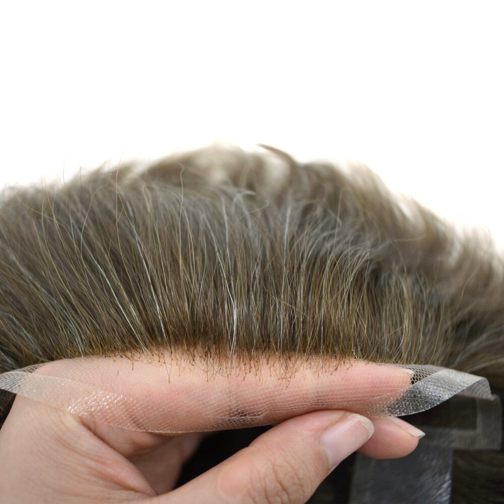 US French Lace Front Mens Toupee Poly Pu Hairpiece Replacement Systems BX2