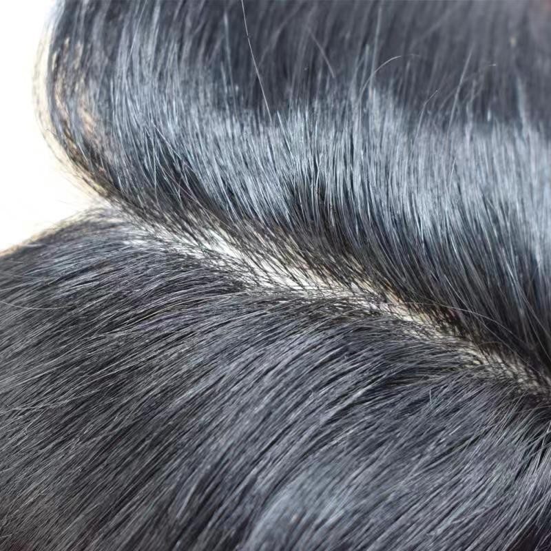 Mens Wig Units Human Hair Toupee Systems Full PU Poly Thin Skin Male Hairpiece