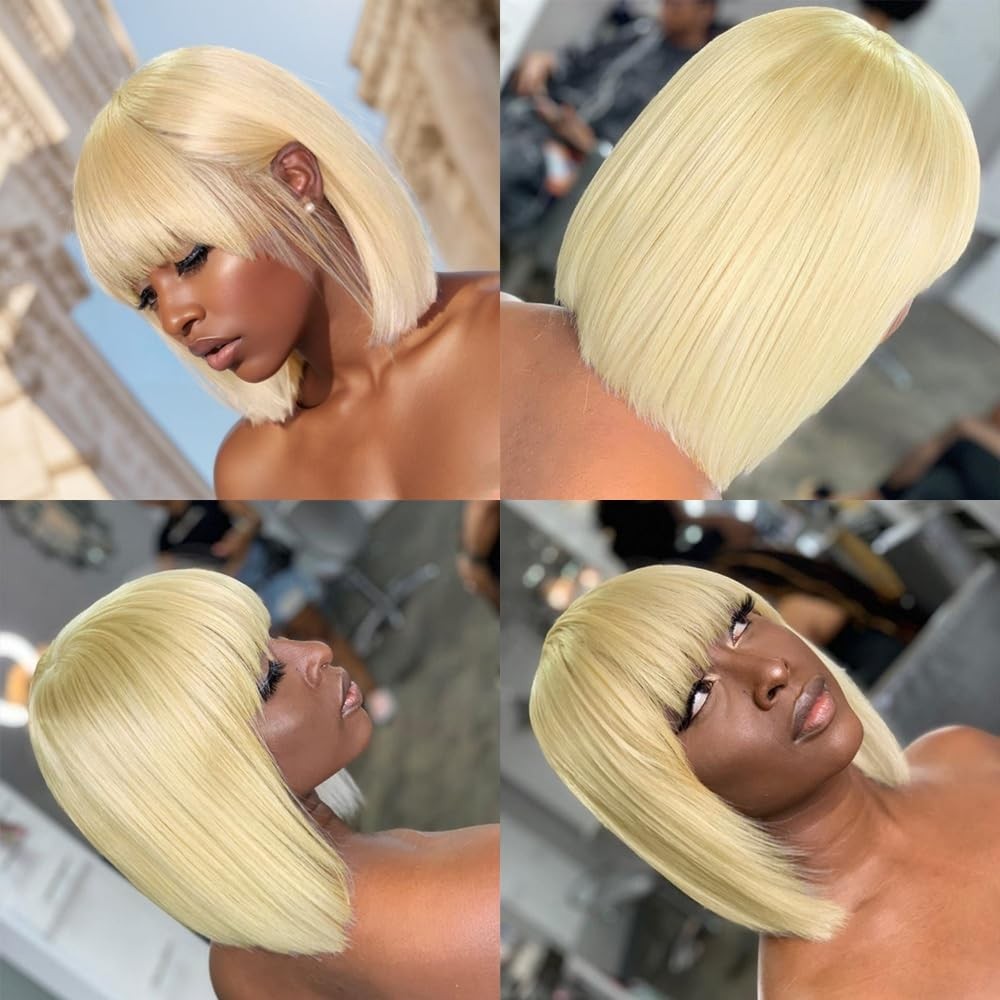 12in Short Straight Wig with Bangs for Women,Made Of High Temperature Fiber