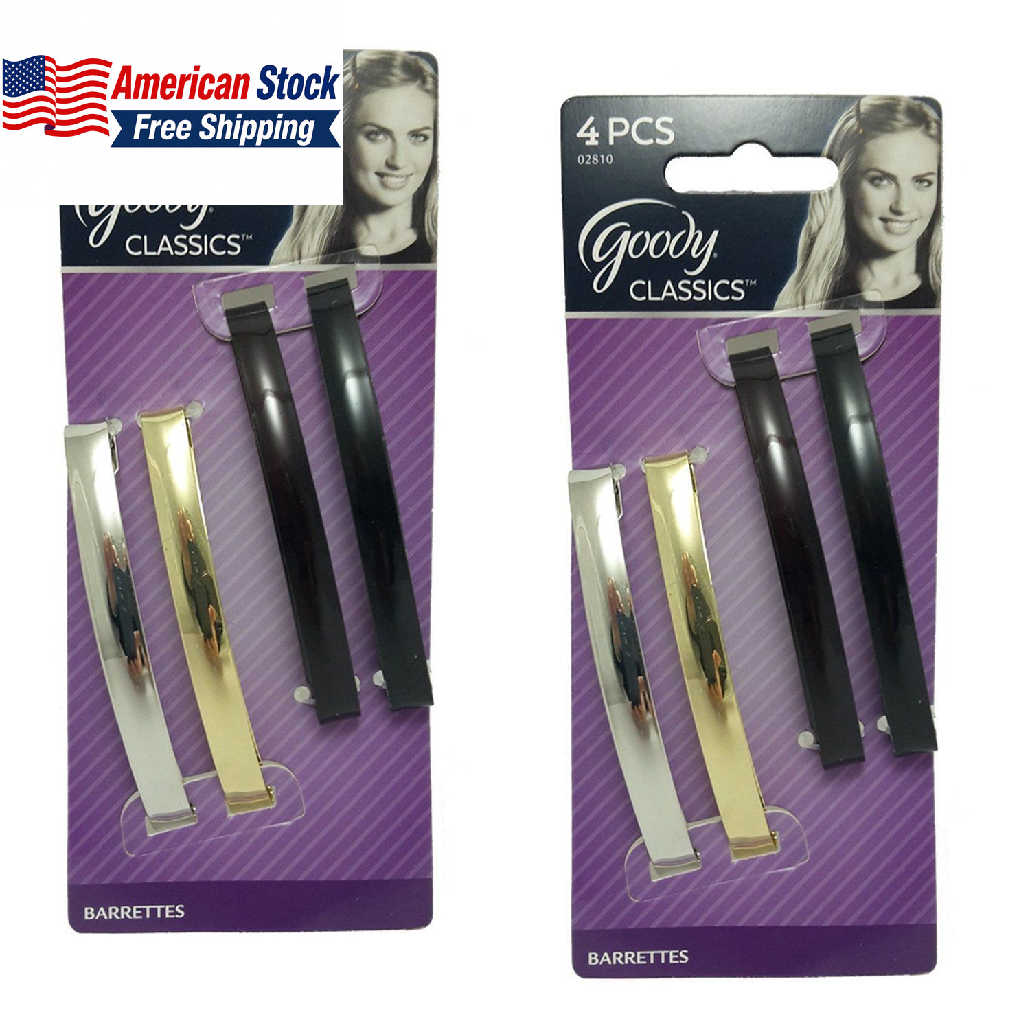 Goody Women’s Classic Metal Domed Barrettes 3.25in 2 Pack of 4 FROM USA