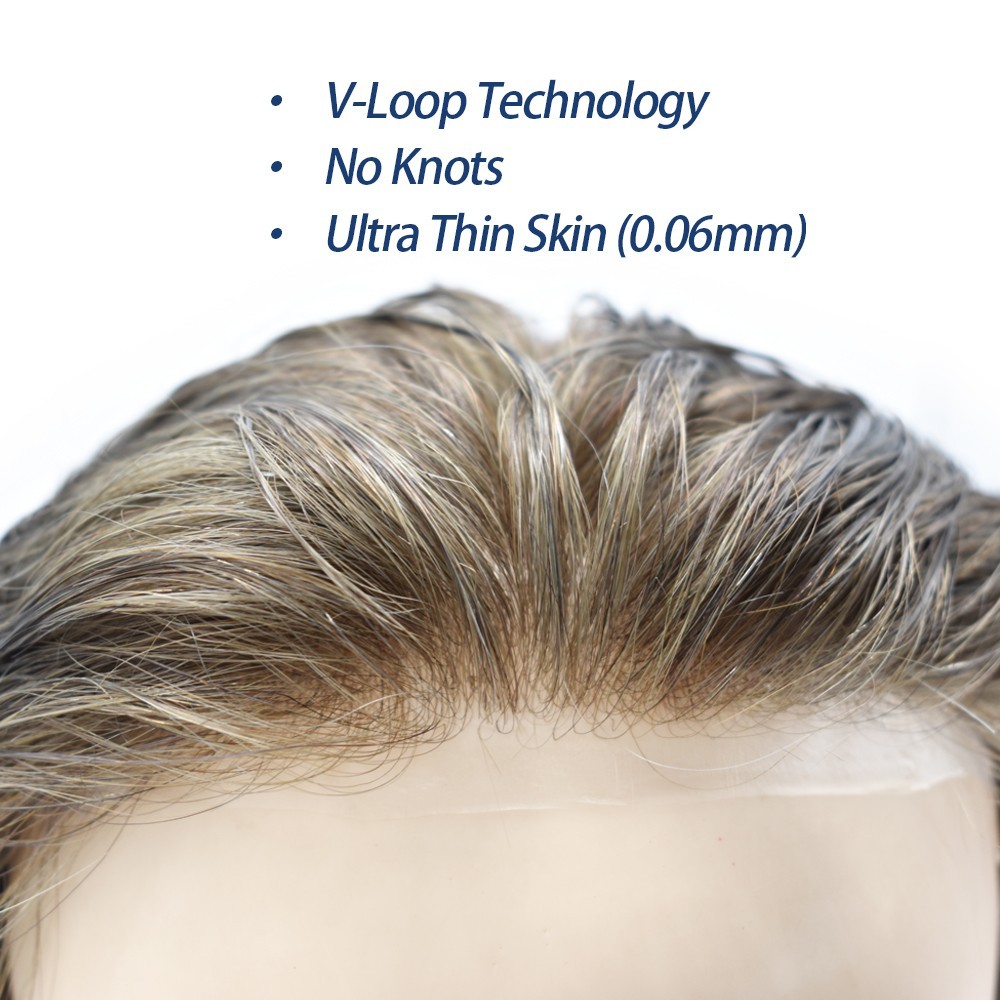 Mens Hair Replacement Ultra Thin Skin Toupee All Colors Hairpieces PU System Wig