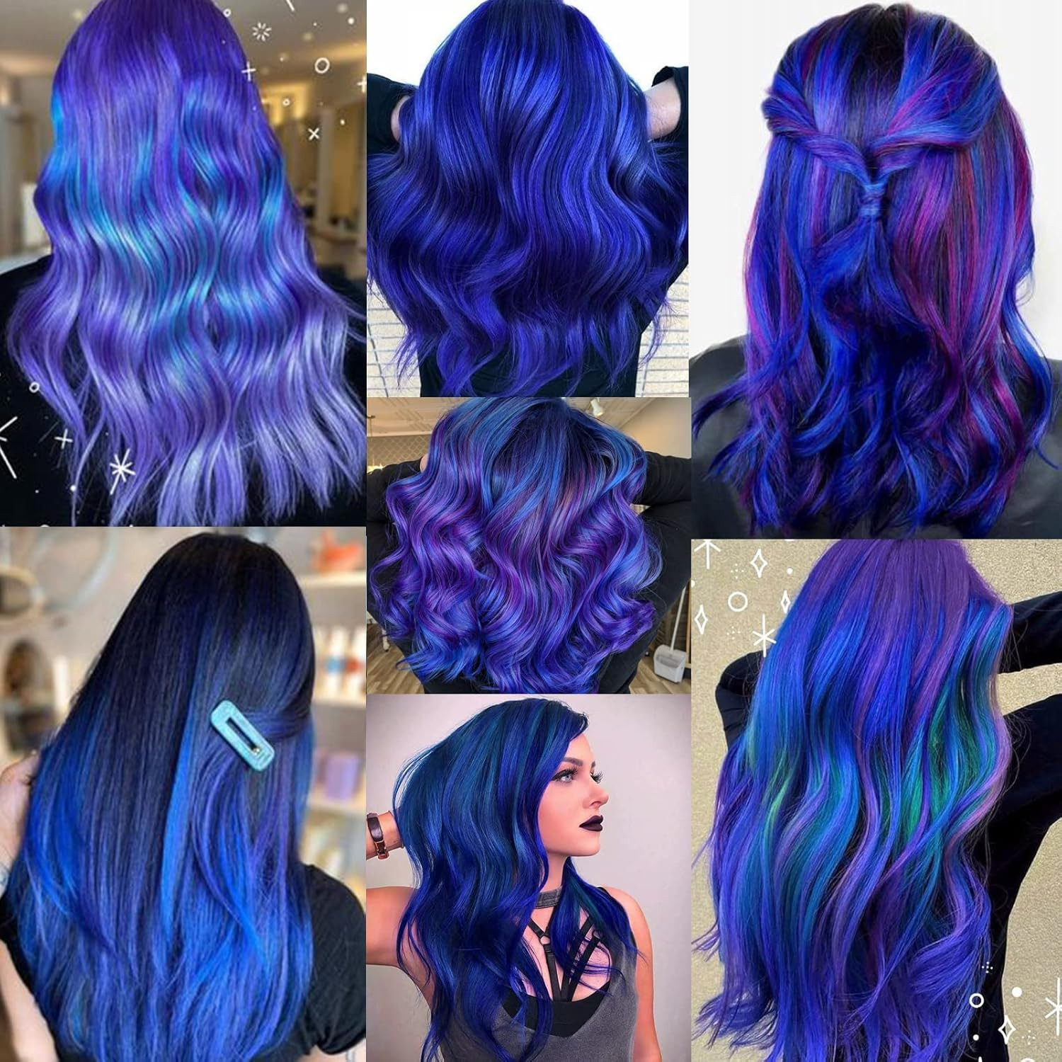12 PCS Blue Hair Extensions Clip in, Curly Wavy Colored Extension 12PCS-Blue