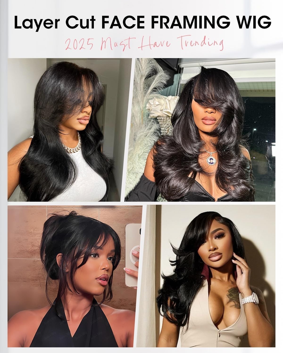Layered Curtain Bangs Glueless Human Hair Wig – 16″ HD Lace Front Closure, Ready
