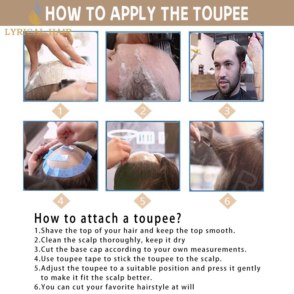 Lyrical Hair Mens Toupee Human Hair Replacement System Injection PU Hairpiece US