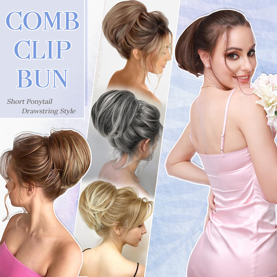 Elegant Hair Bun Natural Comb Clip In Updo Hair Extension Real As Human Chignon