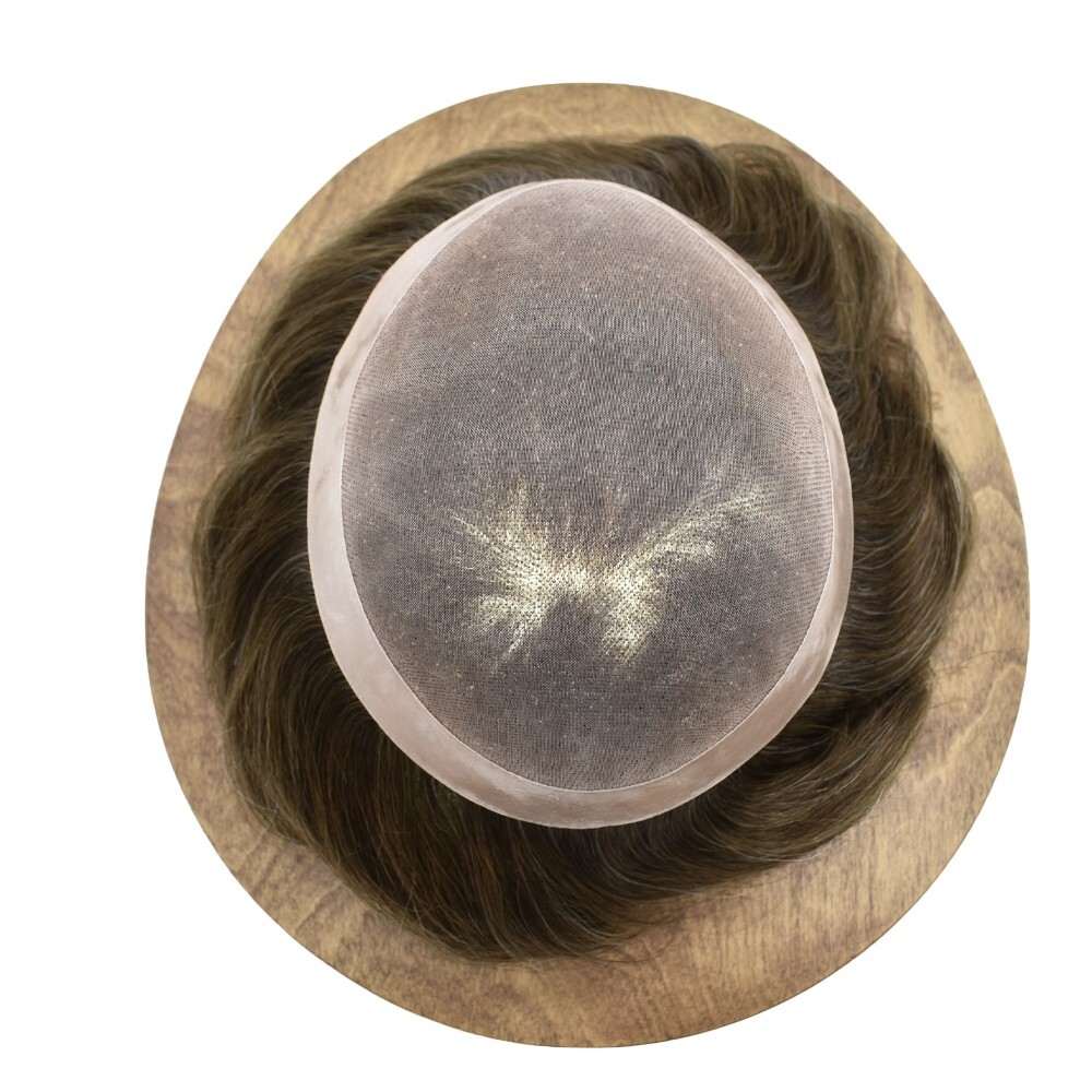 Fine Mono Mens Toupee Poly Skin Hairpiece Human Hair Systems for Men Hair Unit