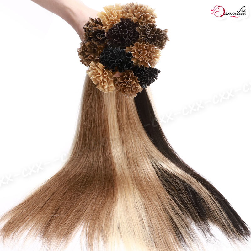 200 Pre Glue Bond U Nail Tip Straight Remy Human Hair Extensions Pre Bonded Glue