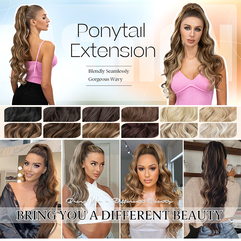 100% Real Thick Drawstring Ponytail Clip In Hair Extension Natural As Human Wavy