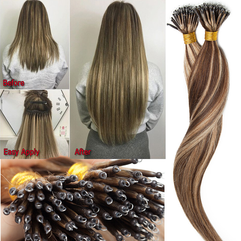 AAA+ Hair Extensions Nano Ring Beads Tip Remy Human Hair Micro Loop 1G THICK 50S