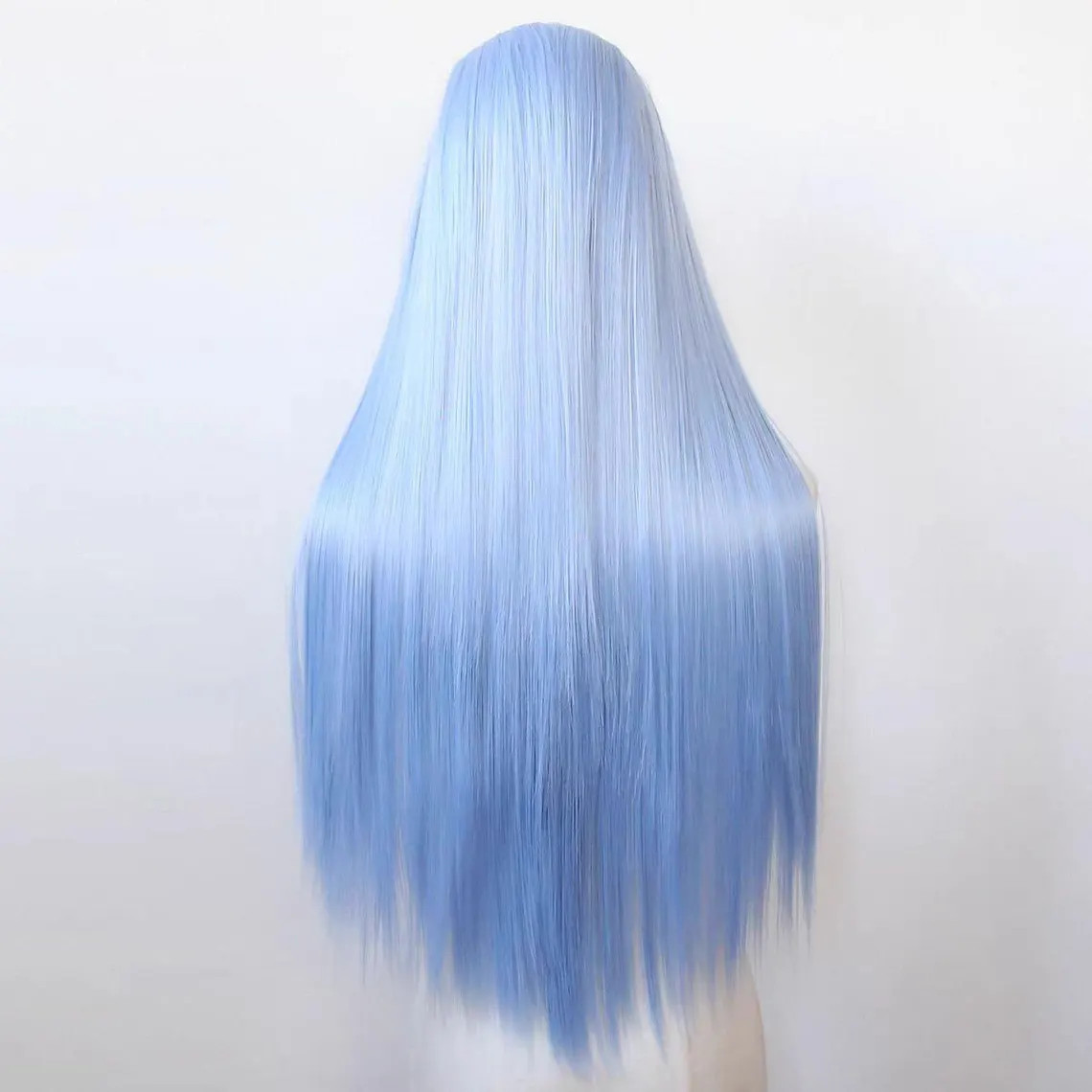 13×6 Long Silky Straight Blue Hair Lace Front Wigs Women Party Natural Hairline