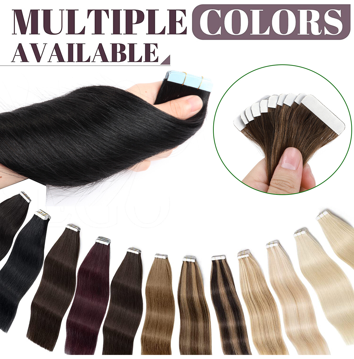 CLEARANCE 10-80PCS Tape In Remy Human Hair Extensions Skin Weft Thick Full Head