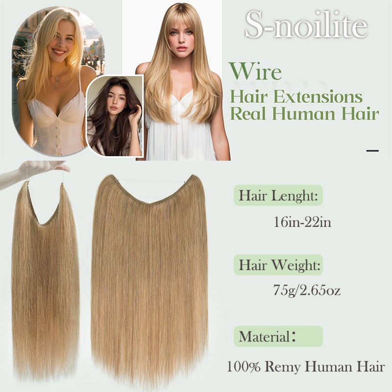 THICK Hidden Weft Wire Clip 100% Remy Human Hair Extensions Hairpiece Nano Ring