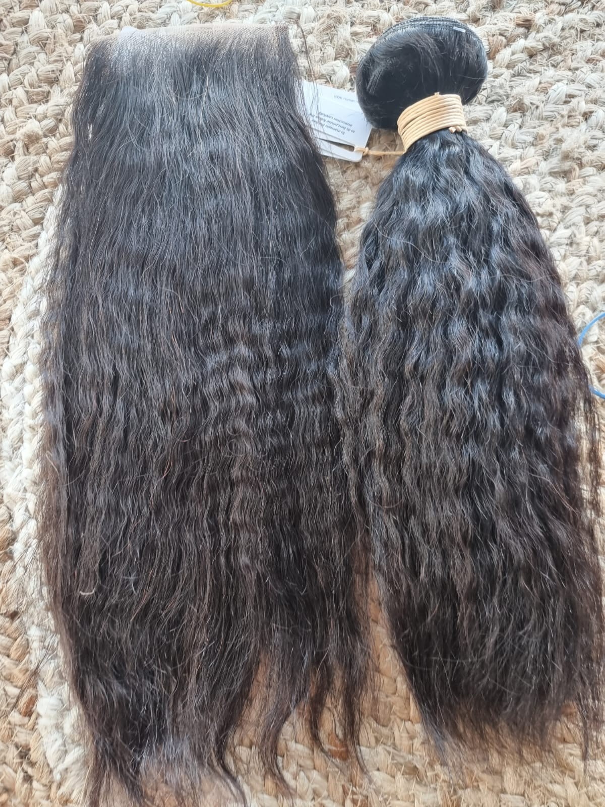 12A RAW INDIAN TEMPLE VIRGIN DONOR HAIR NATURAL WAVE 12+12INCH LACE CLOSURE 140g