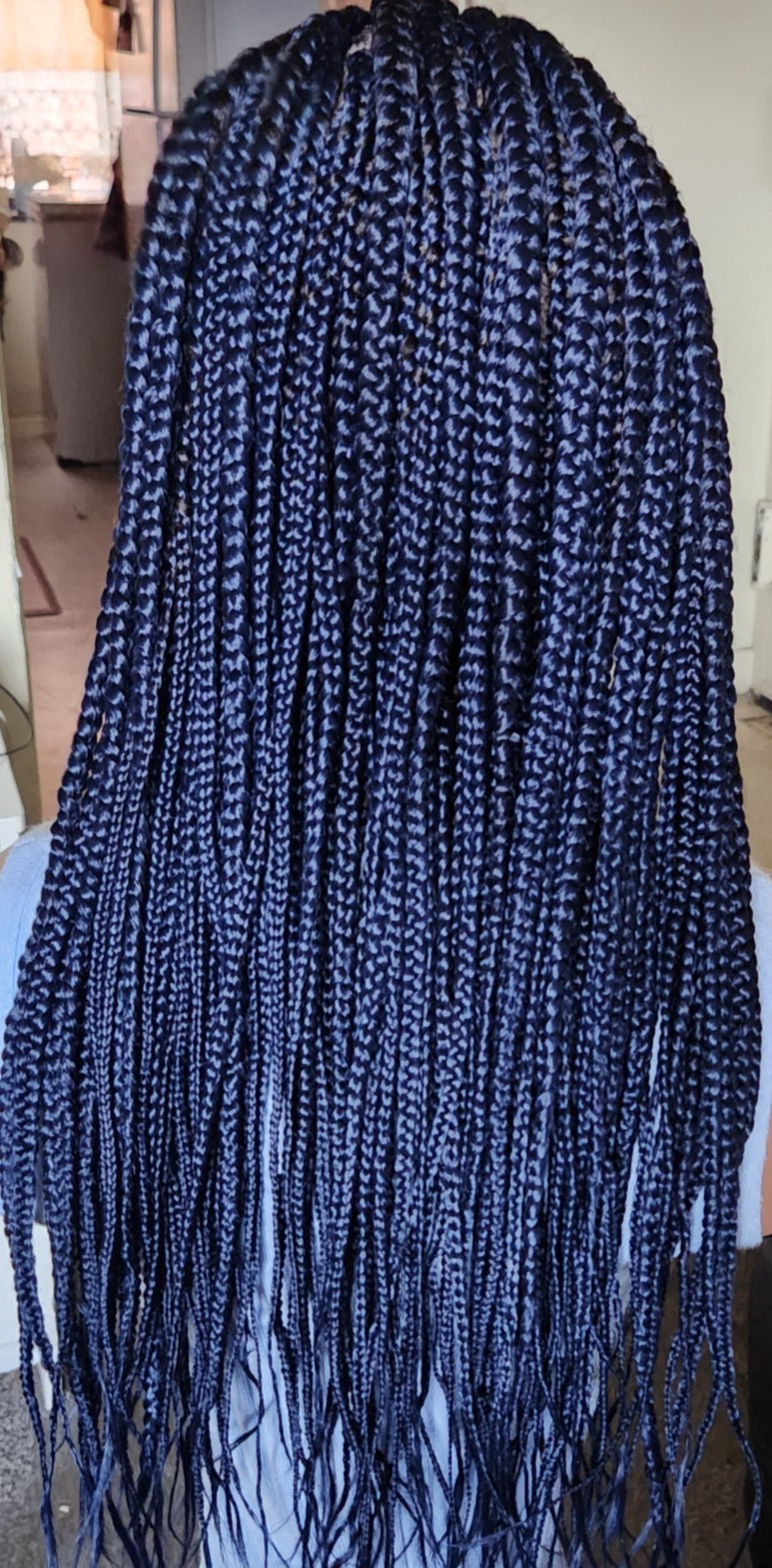 Handmade box Full Lace Cornrow wig 1B mix Dark blue