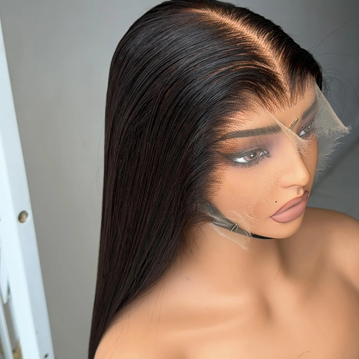 Straight Human Hair Wig 13×4 HD Lace Front 200 Density Glueless Natural Black