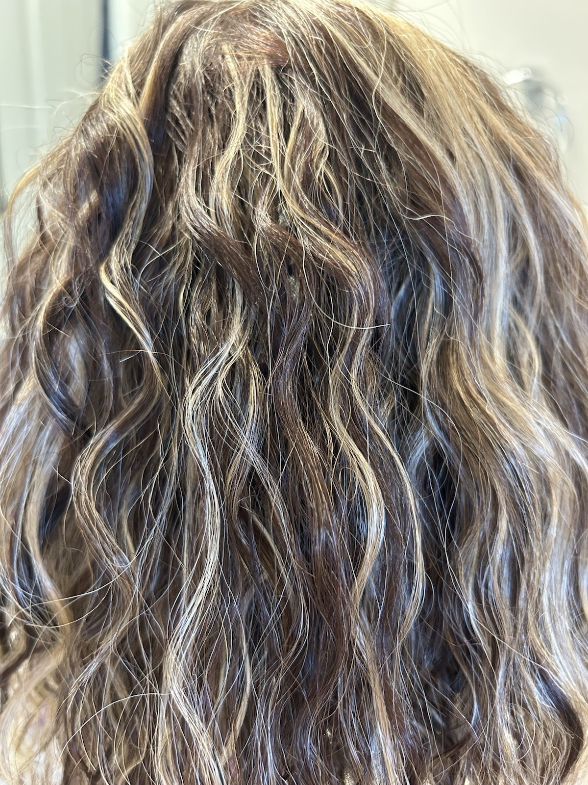 Wavy Wig Dark Brown Blond Highlighted Natural Style for Women Adult Wavy Texture