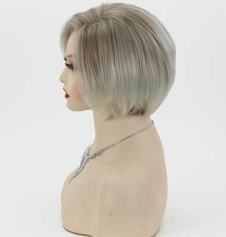 Japanese Short Bob Wigs for Women Ash Blonde Ombre Hair Fancy Dress Party Wig