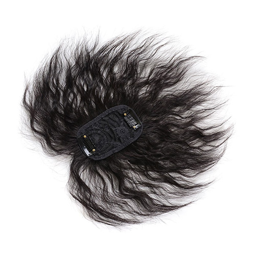 Short Curly Wavy Hair 100% Human Hair Topper Toupee Thin Cover Grey For Women