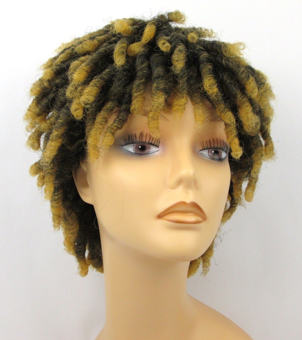ADULT MENS WOMEN SHORT TWIST CROCHET LOCS KINKY DREADLOCK WIG CURLY AFRO RACHEL