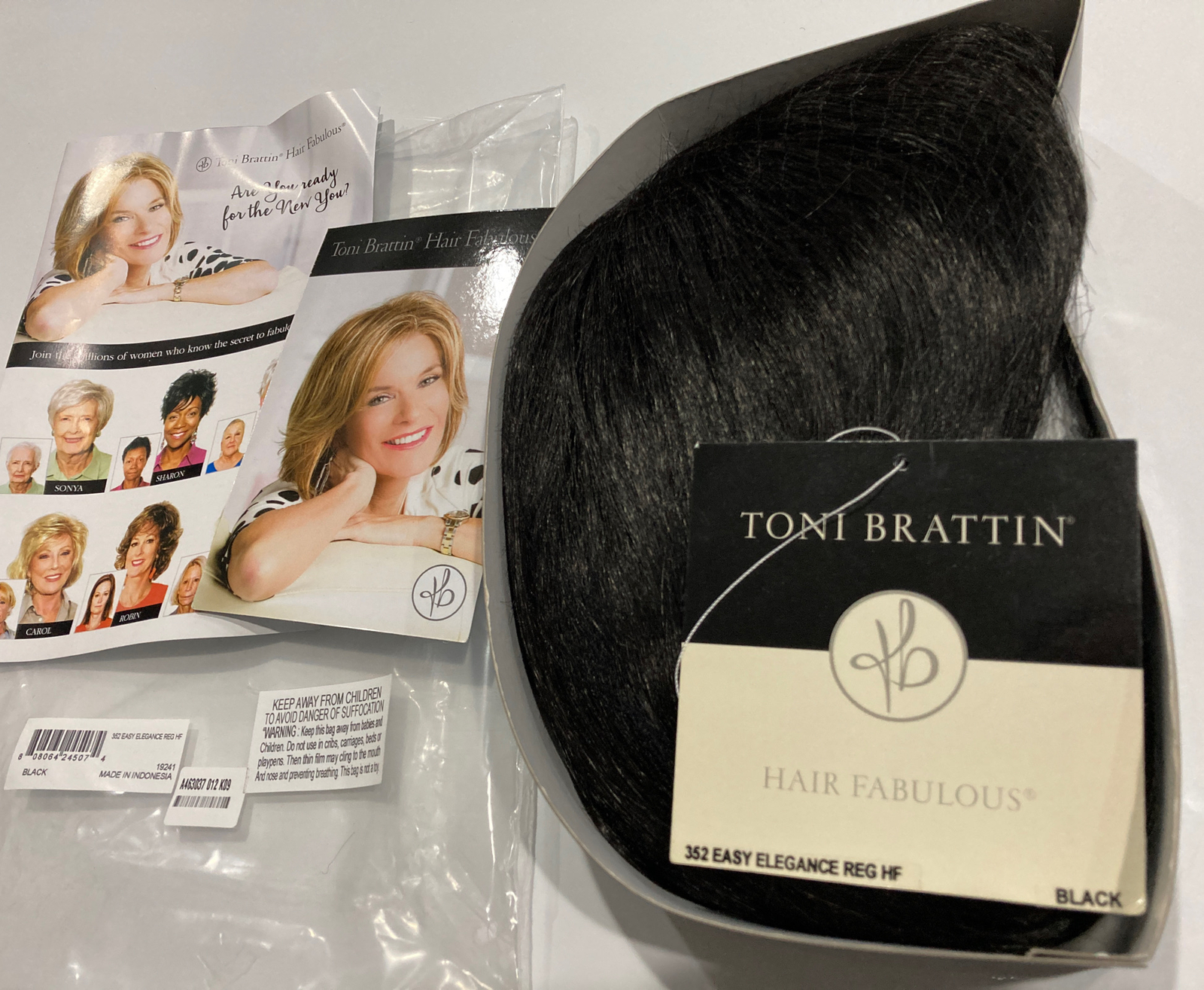 Toni Brattin BLACK Easy Elegance REGULAR HF Mid-Length Wig New