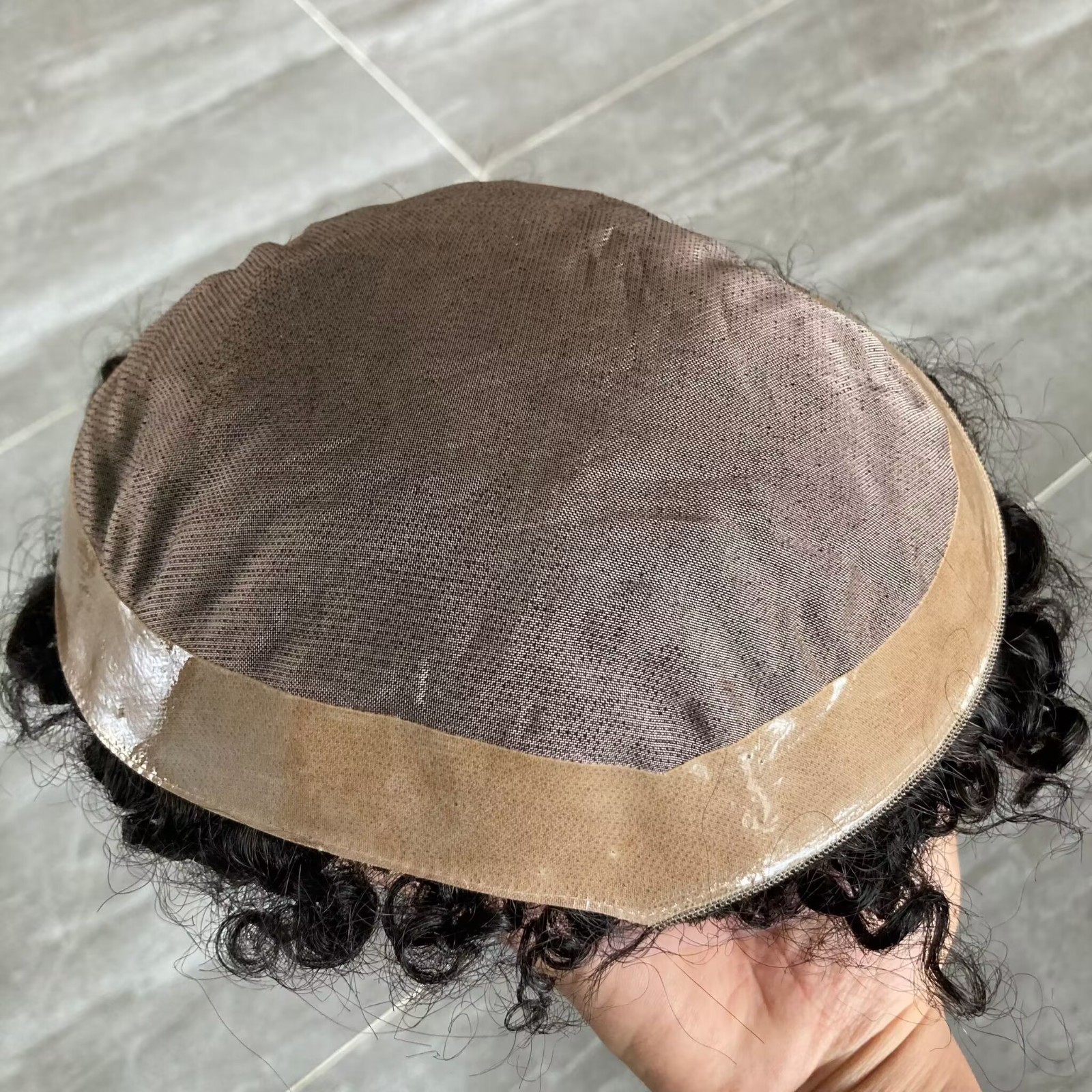 18mm Curly Human Hair Men Toupee Super Durable Fine Mono Base Male Wigs Natural