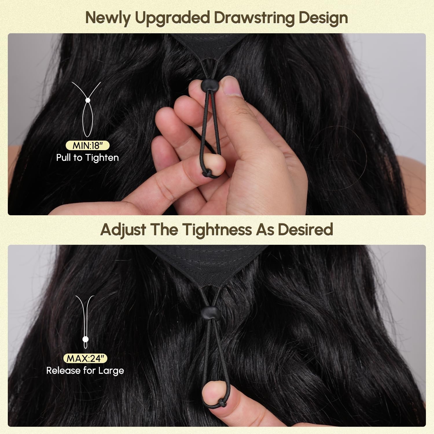 200 Density Body Wave V Part Wig – No Glue, No Sew, Drawstring Half Wig, 22 Inch