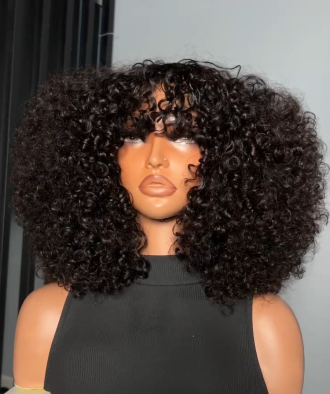 100% Vietnamese Human Hair, SDD Pixie Curls with Bangs. 200% Density.