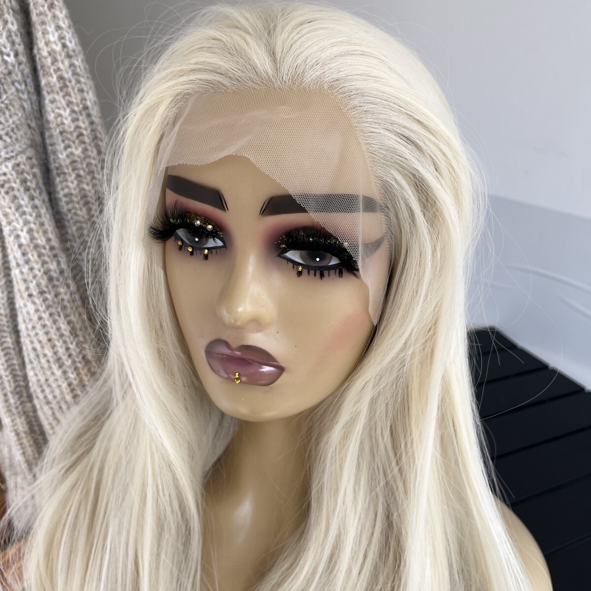 Long Straight Blonde Pre Plucked Wigs Heat Resistant Lace Front Wig Glueless Wig