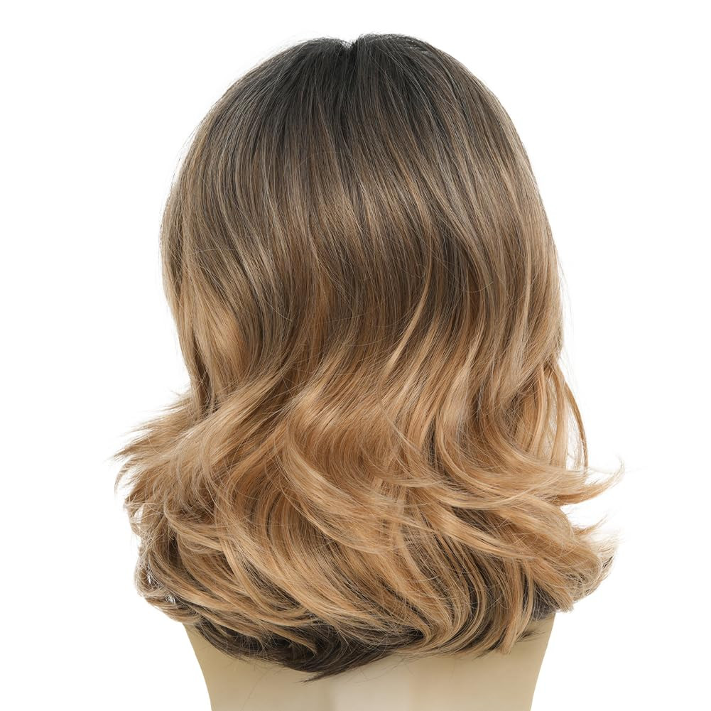 Men’s Brown Shoulder Length Wig Synthetic Cosplay Costume Rocker Hair