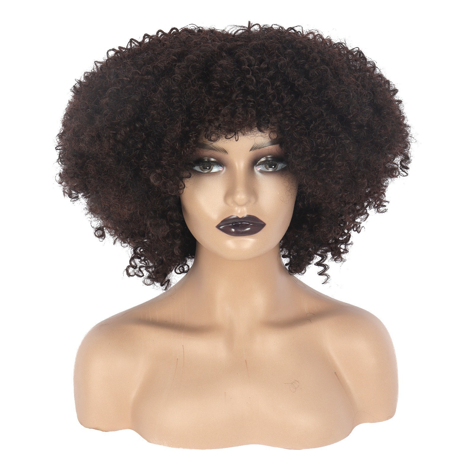 Multi-color Afro Kinky Curly Short Wig Synthetic Full Head Wig For Women