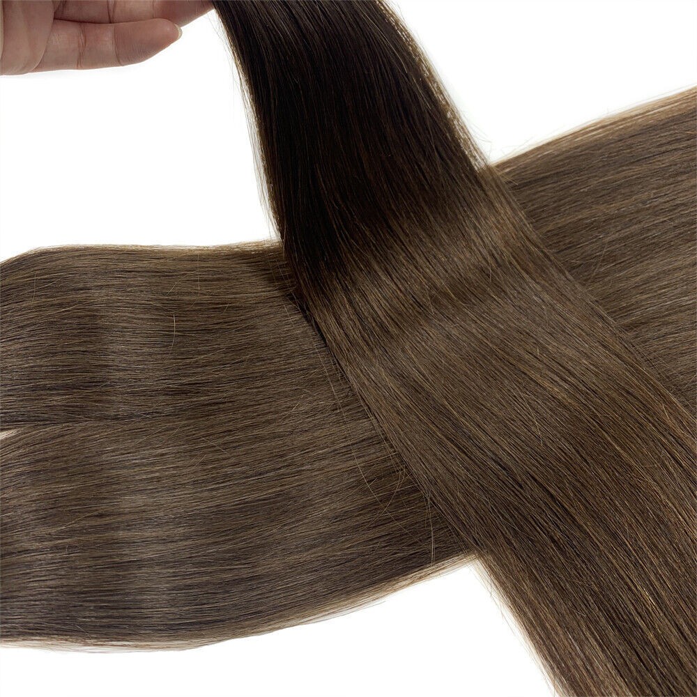 Seamless Tape in Human Hair Extensions Skin Weft Remy Hair Dark Brown 16in 20pcs