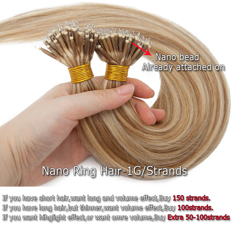 AAA+ Hair Extensions Nano Ring Beads Tip Remy Human Hair Micro Loop 1G THICK 50S