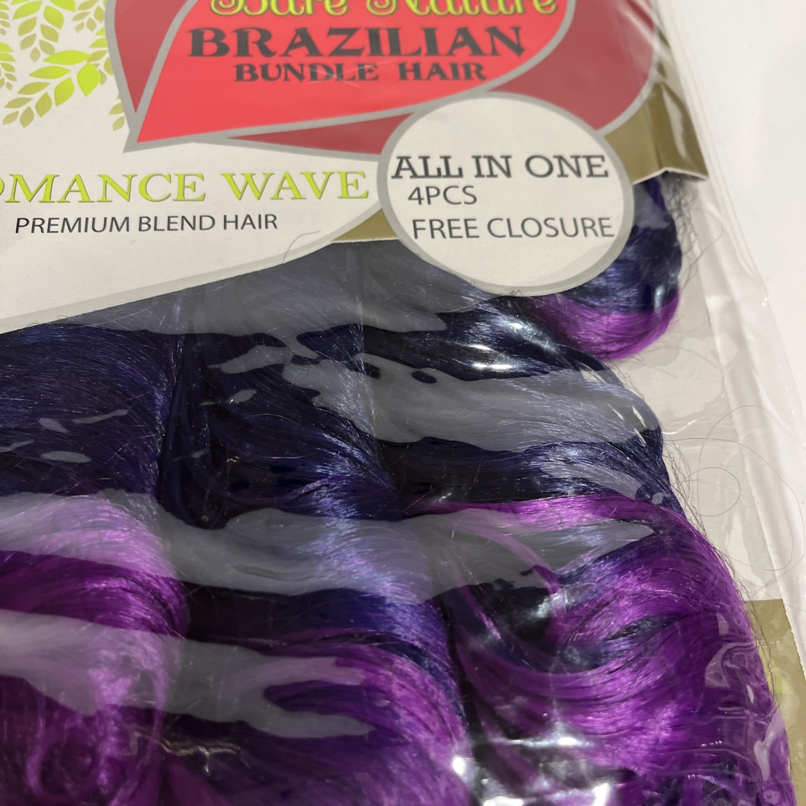 New York Queen Bare Nature Brazillian Bundle Hair Romance Wave Blue&Purple 4 PCS
