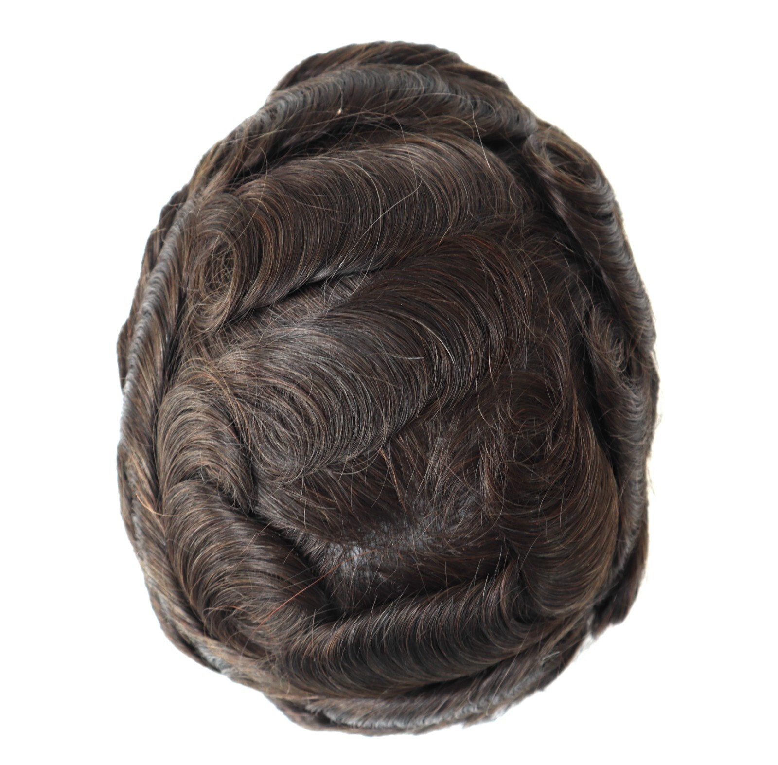 Super Ultra Thin Skin Mens Toupee Human Hair Replacement System Hairpieces BROWN