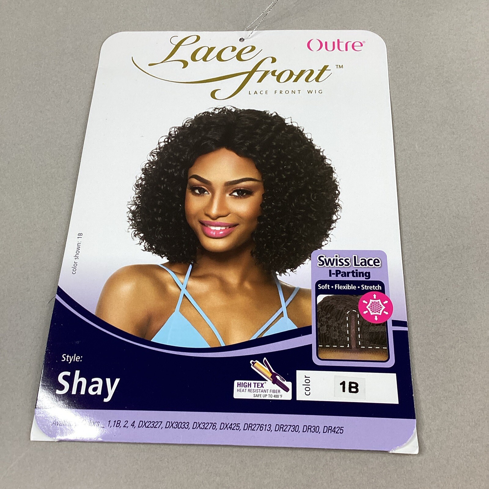 Shay Short Curly #1B Off Black Synthetic Lace Front Wig by Outre Lace Part