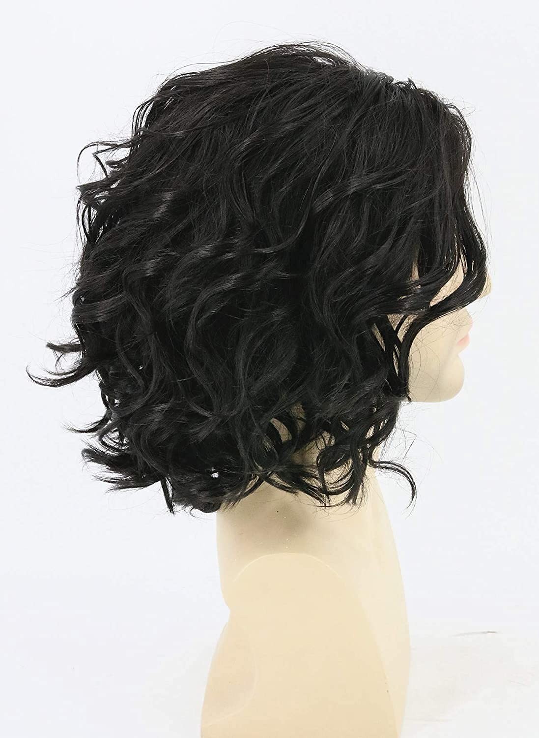 Adjustable 14-inch Black Curly Wig – Perfect for Halloween & Cosplay Events