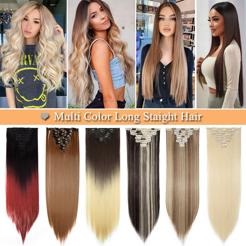 Mega Thick Clip In/On Real as Human Hair Extensions Full Head 8 Piece Ombre 140g