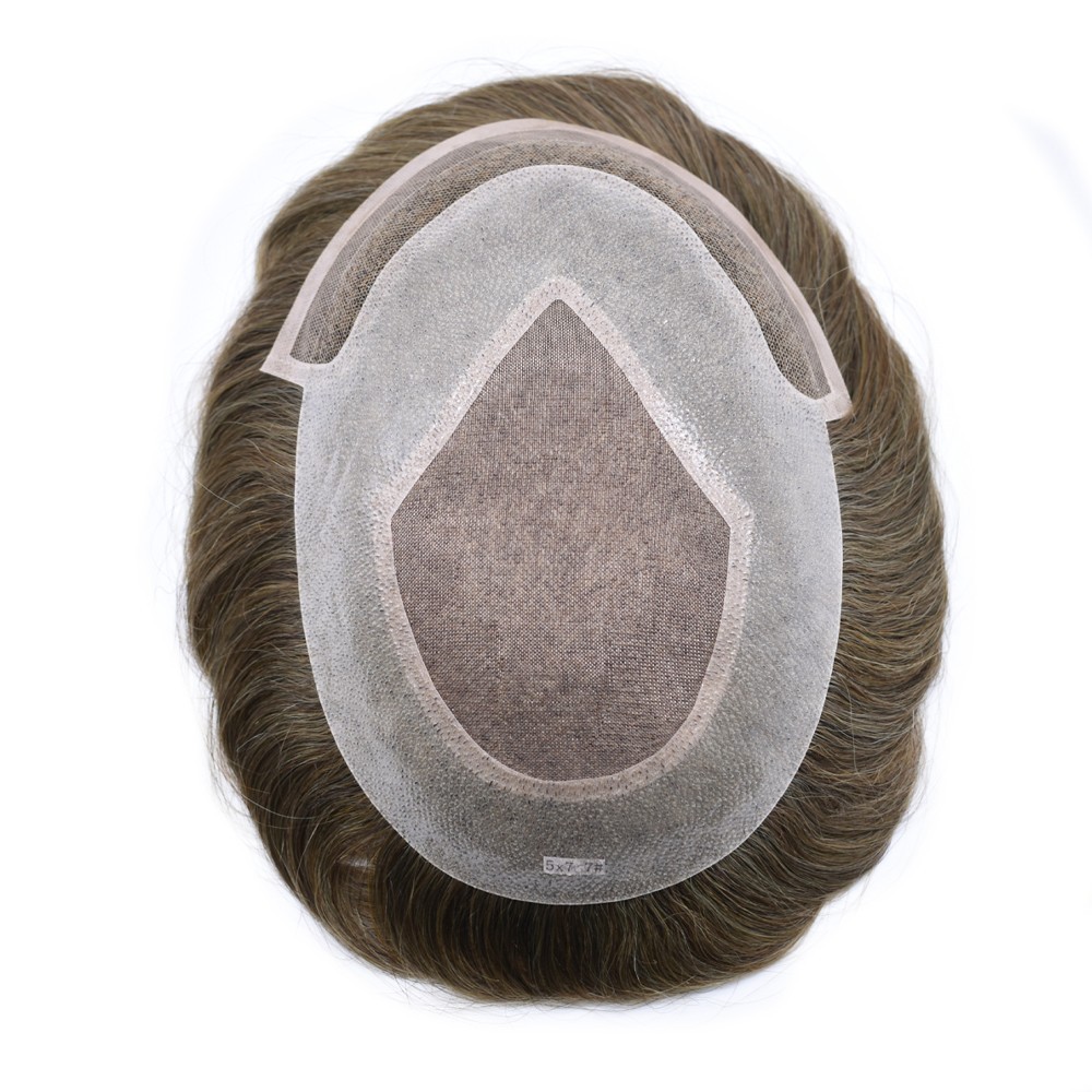 Mens Toupee Hair System Replacement French Lace Front Mono Mens Hairpiece Wig US