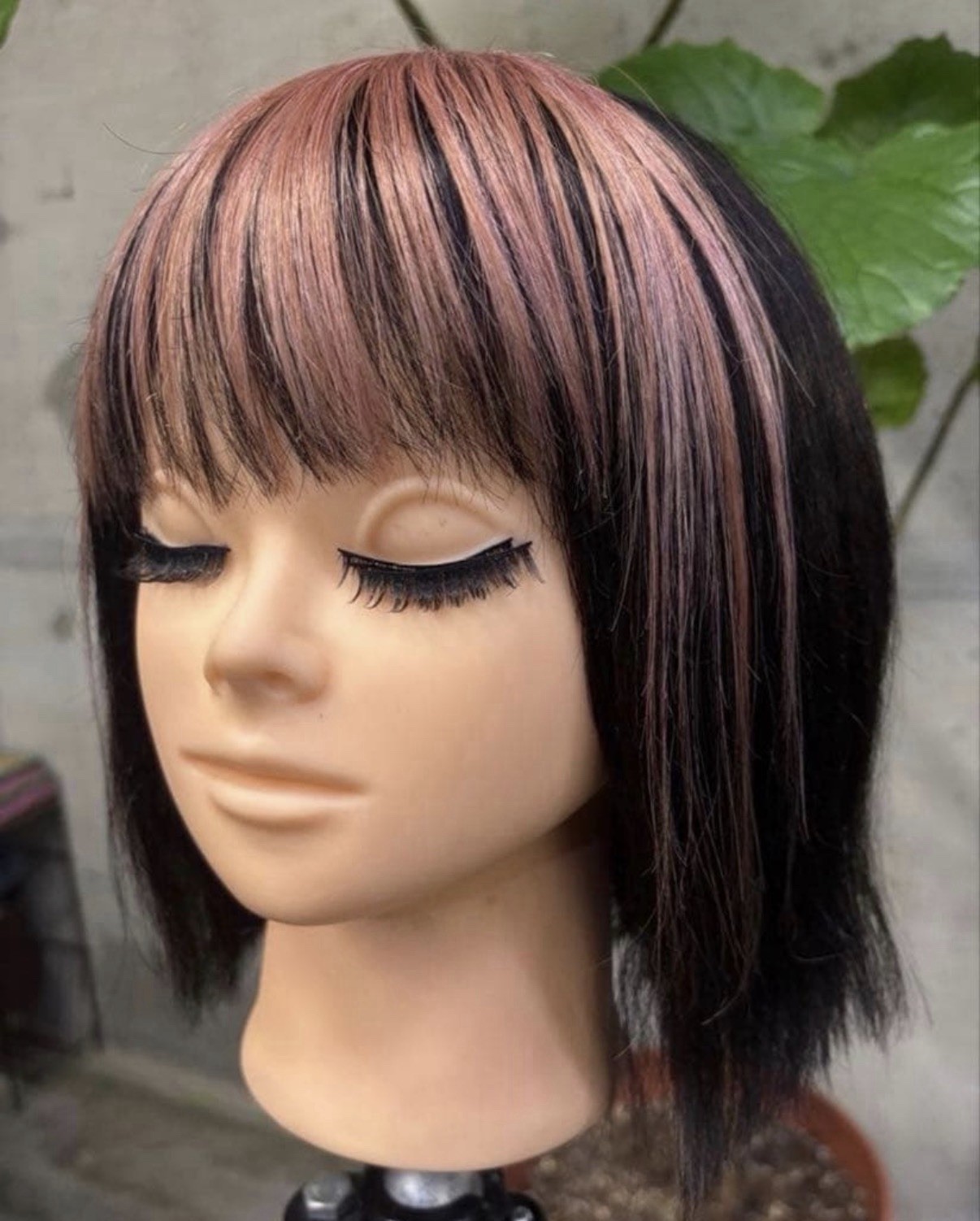 Clip In Bangs Wig Black Pink Highlight Fringe Hairpiece Kawaii Japan Style