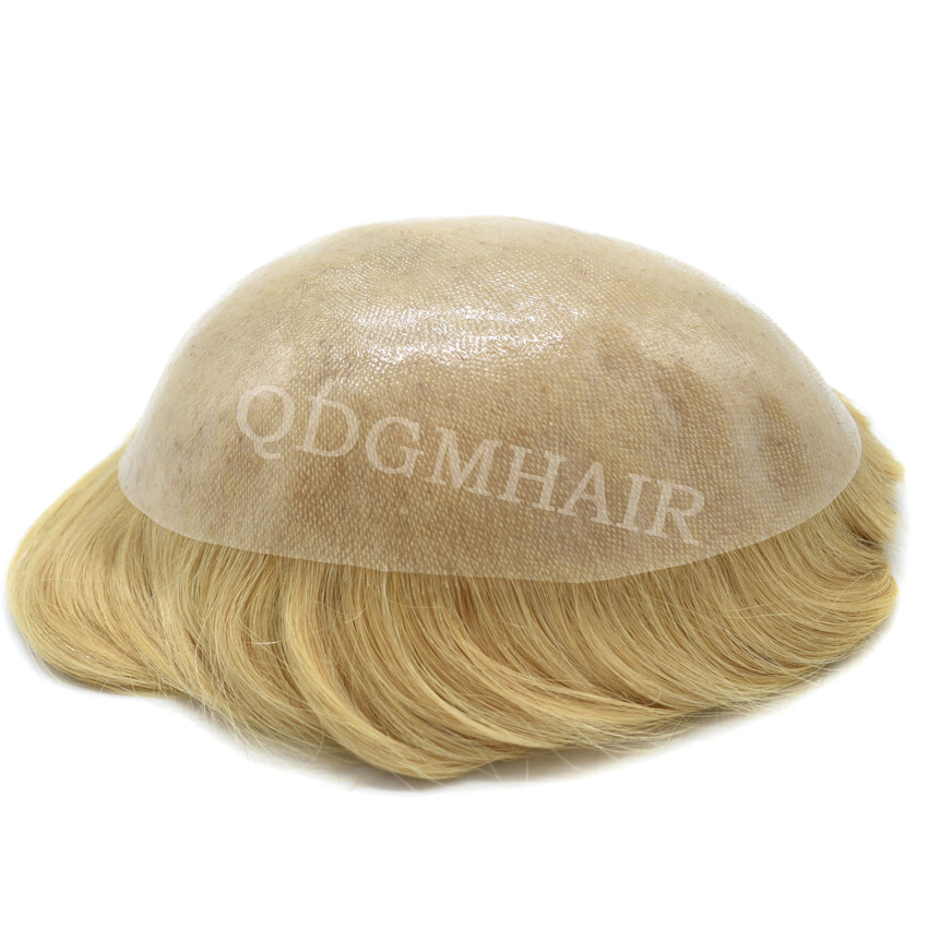 Full Poly Mens Toupee Hairpiece All Skin PU Hair Replacement System Wigs for Men