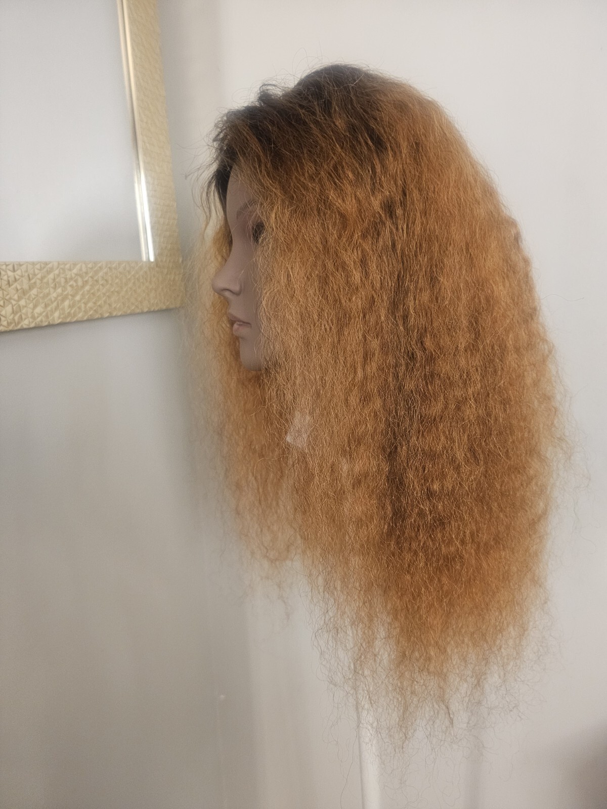 High Quality regular Top Copper Brown 22″ curly 100% Virgin Human Hair Lace Wig