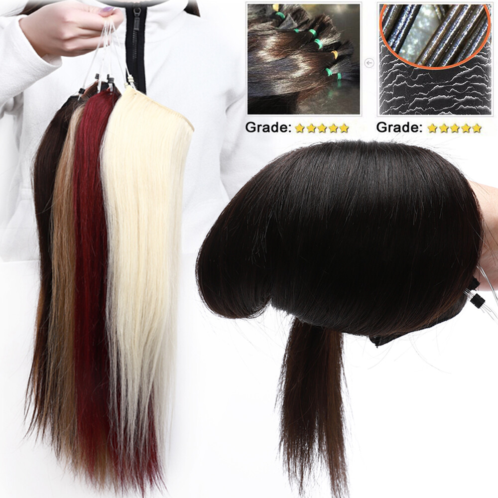 Clip Wire in Remy Human Hair Extensions One Piece Headband Hidden Invisible Ring