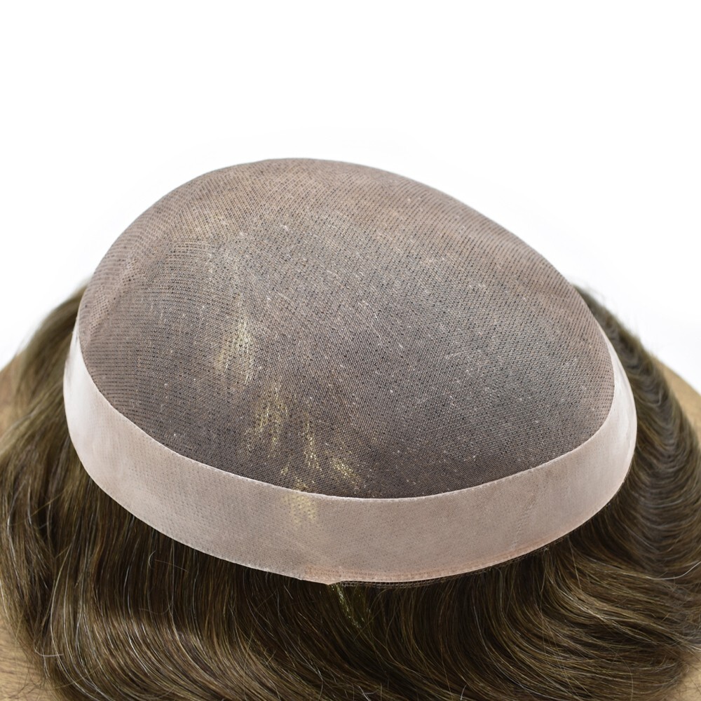 Fine Mono Mens Toupee Poly Skin Hairpiece Human Hair Systems for Men Hair Unit