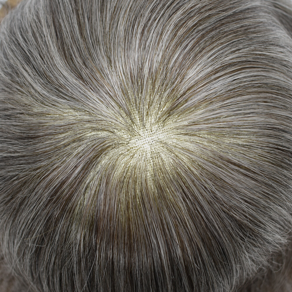 Mens Toupee Swiss Lace Hairpiece Poly Pu Skin Around Hair System Replacement US