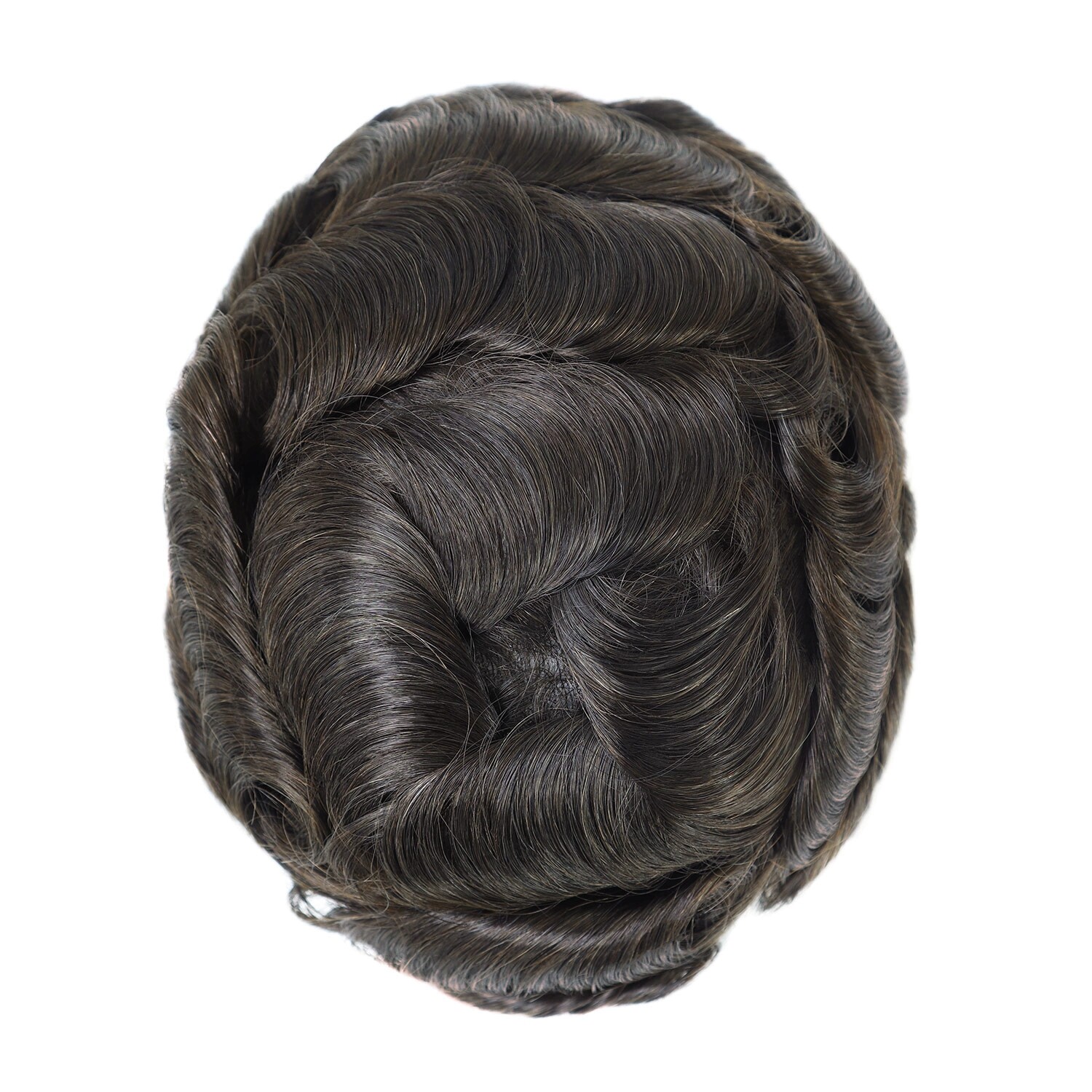 Super Thin Skin Mens Toupee Human Hair Replacement System Gent Hairpieces BLACK