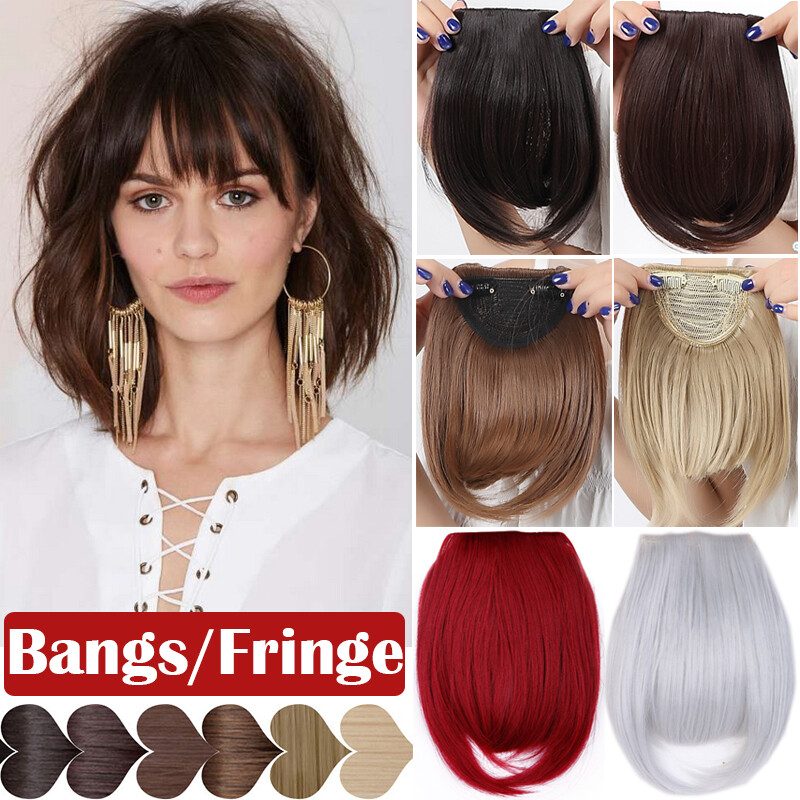 Neat Thin Bangs as Real Human Hair Extension Clip in on Fringe Fake Hairpiece US