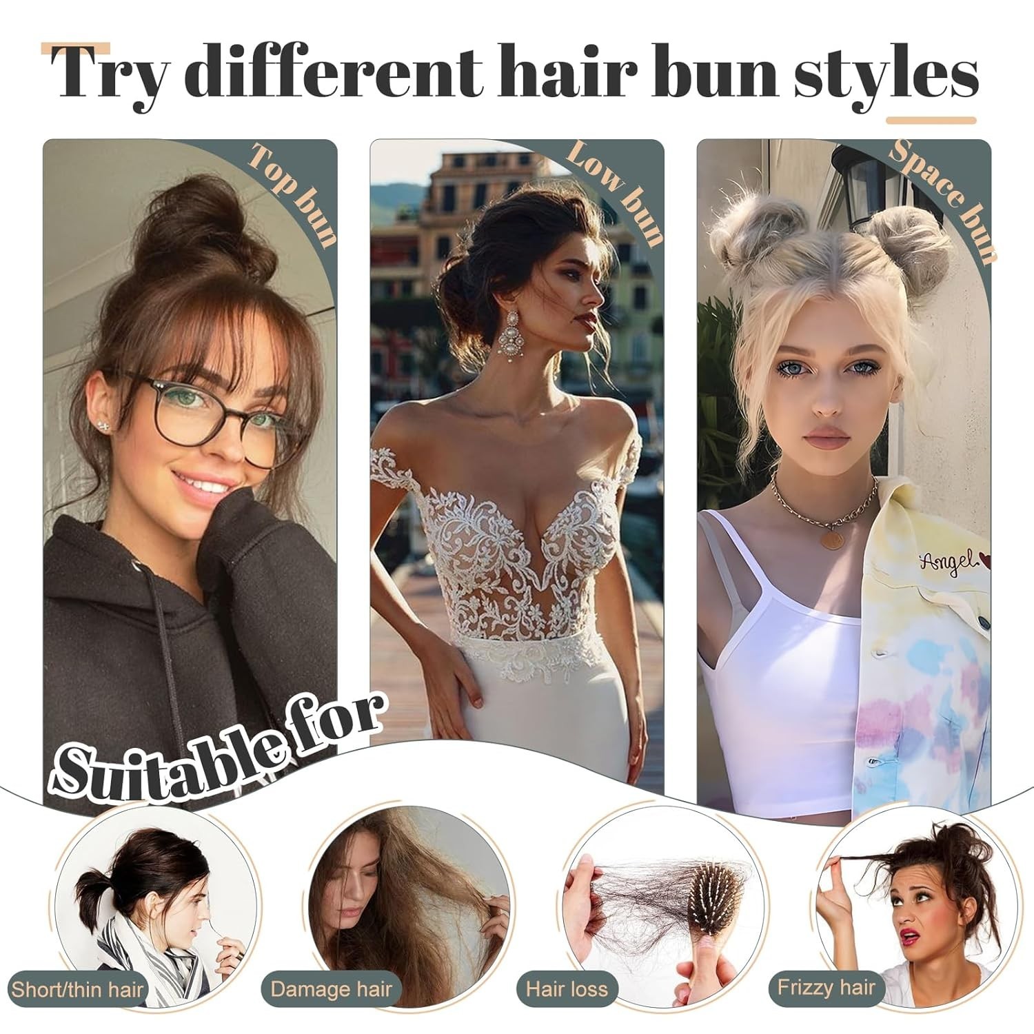 Human Hair Messy Bun Hair Piece For Women 30g #4RP27 Medium Brown Mix Dark Blond