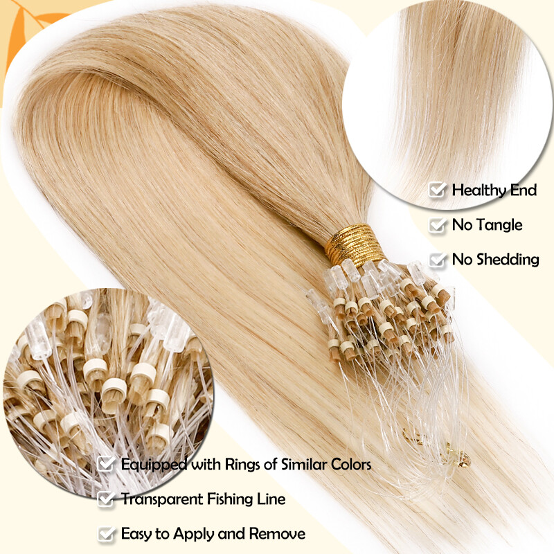 Microlink Extensions Micro Loop Beads Ring Ombre Real Remy Human Hair Thick 100G