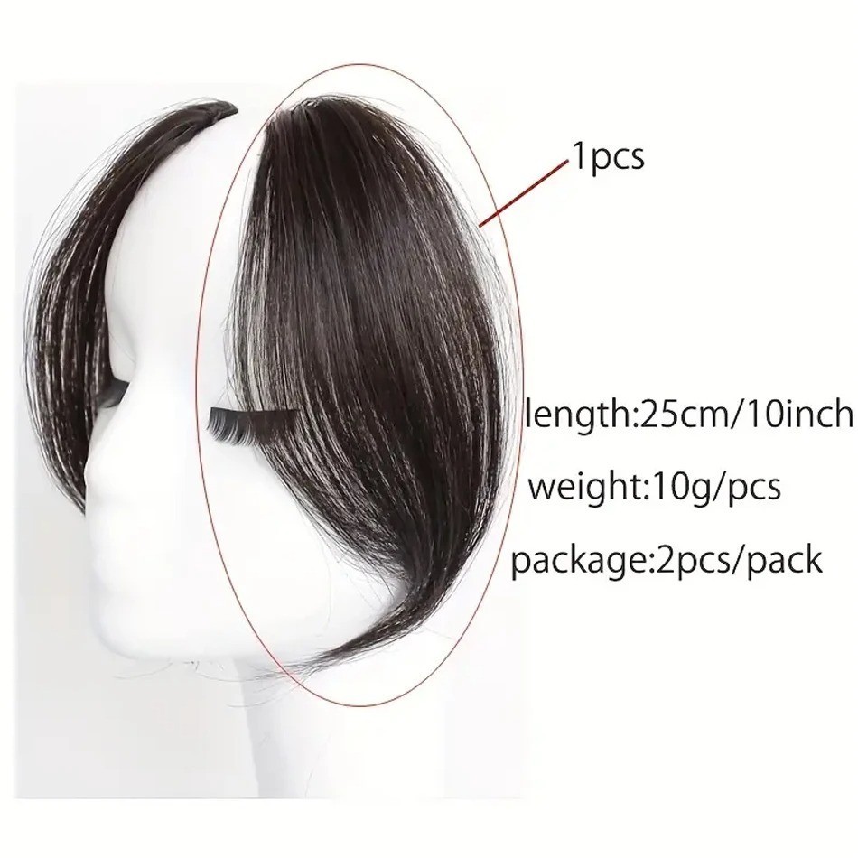 2pcs Side Bangs Synthetic Hair Extension Easy Clip In Gradient Bangs Natural