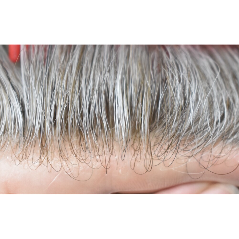 Mens Toupee Ultra Thin Skin Hair Replacement System Invisible V-Loop Hair PieceU